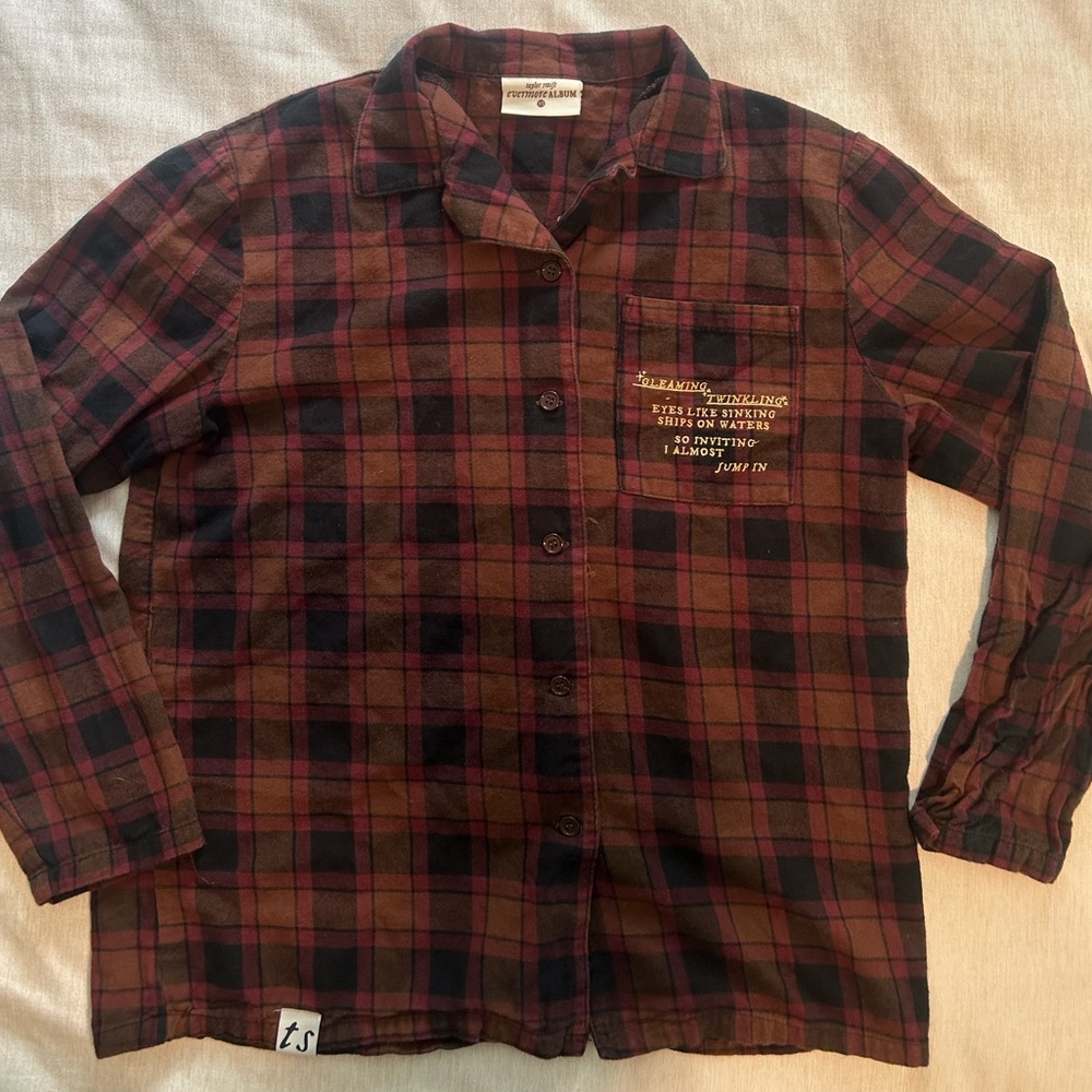 taylor swift evermore pj flannel top